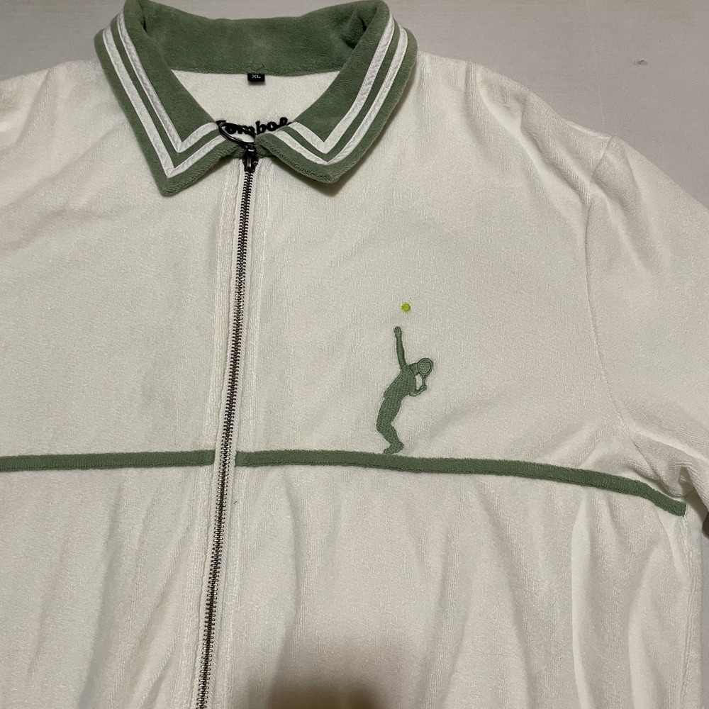 Unbranded White & Sage Tennis Zip-Front Tunic - Picture 2 of 7